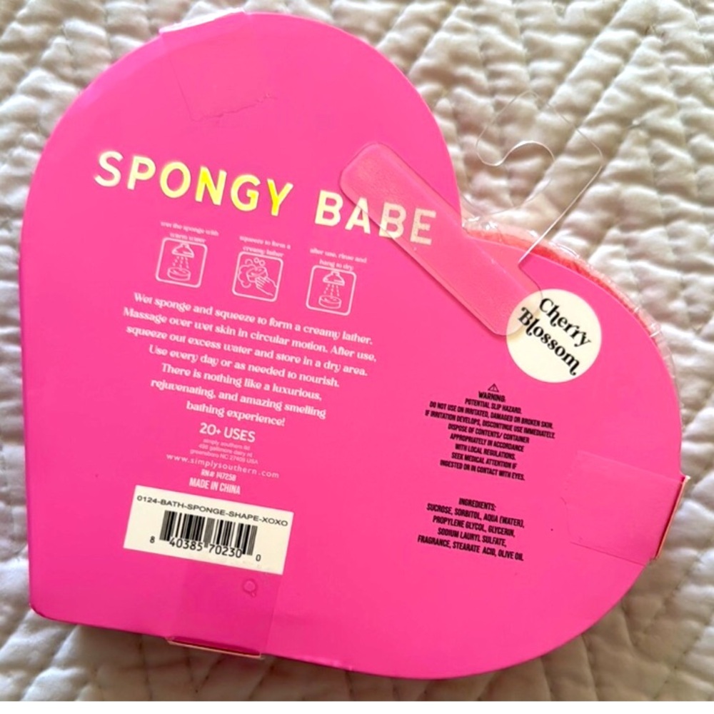 Cherry Blossom Scented Heart | Spongy Babe | Wash Bath Sponge Simply Southern